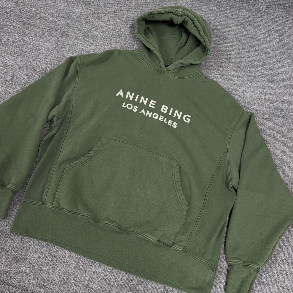 Anine Bing Los Angeles Alto Hoodie Women XS Dark Olive Oversized Baggy Fit